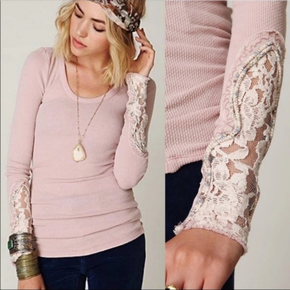 COPY - Free People Crafty Cuff Thermal Pink Size Small EUC
